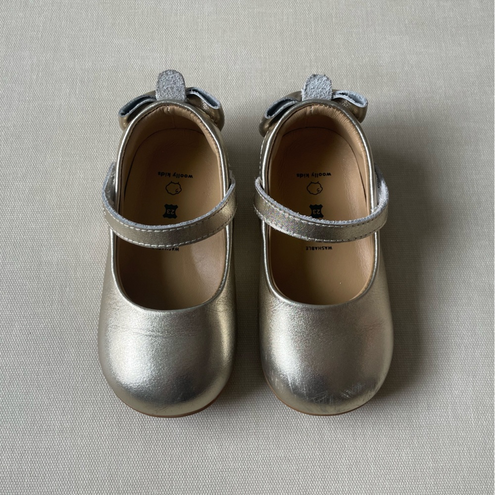 Woolly Kids Toddler Aria Glitter Ballet Shoes - Wheatland Gold
